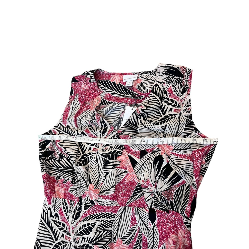 Liz‎ Claiborne Midi Dress Tropical Print Sleeveless V-Neck Casual Size M - Picture 7 of 8